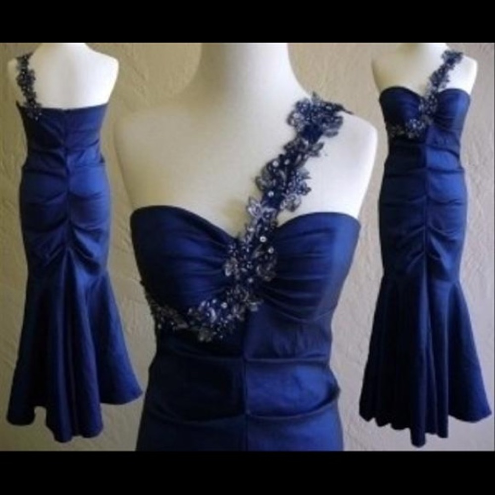 Blue One Shoulder Xscape Gorgeous Gown